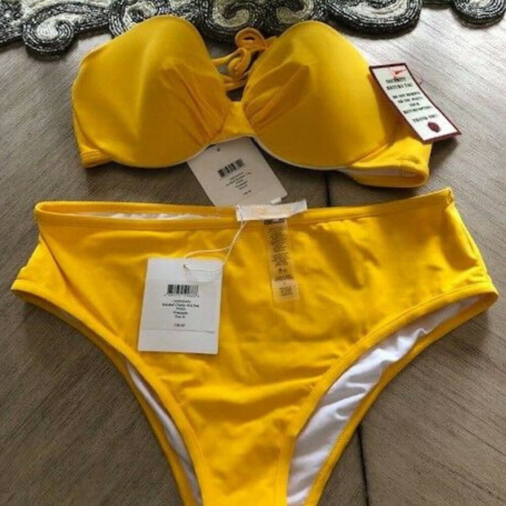 NWT Diane Von Furstenberg (Med) $246 2-Piece Yellow Bikini Swimsuit Bathing Suit